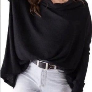 Free People NWT Juicy Long Sleeve Waffle Knit Thermal Shirt S Color: Black